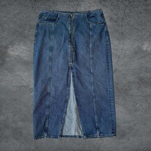 Old Navy Mid Rise Slit Maxi Skirt Solid Zipper Women's Jeans Size 14